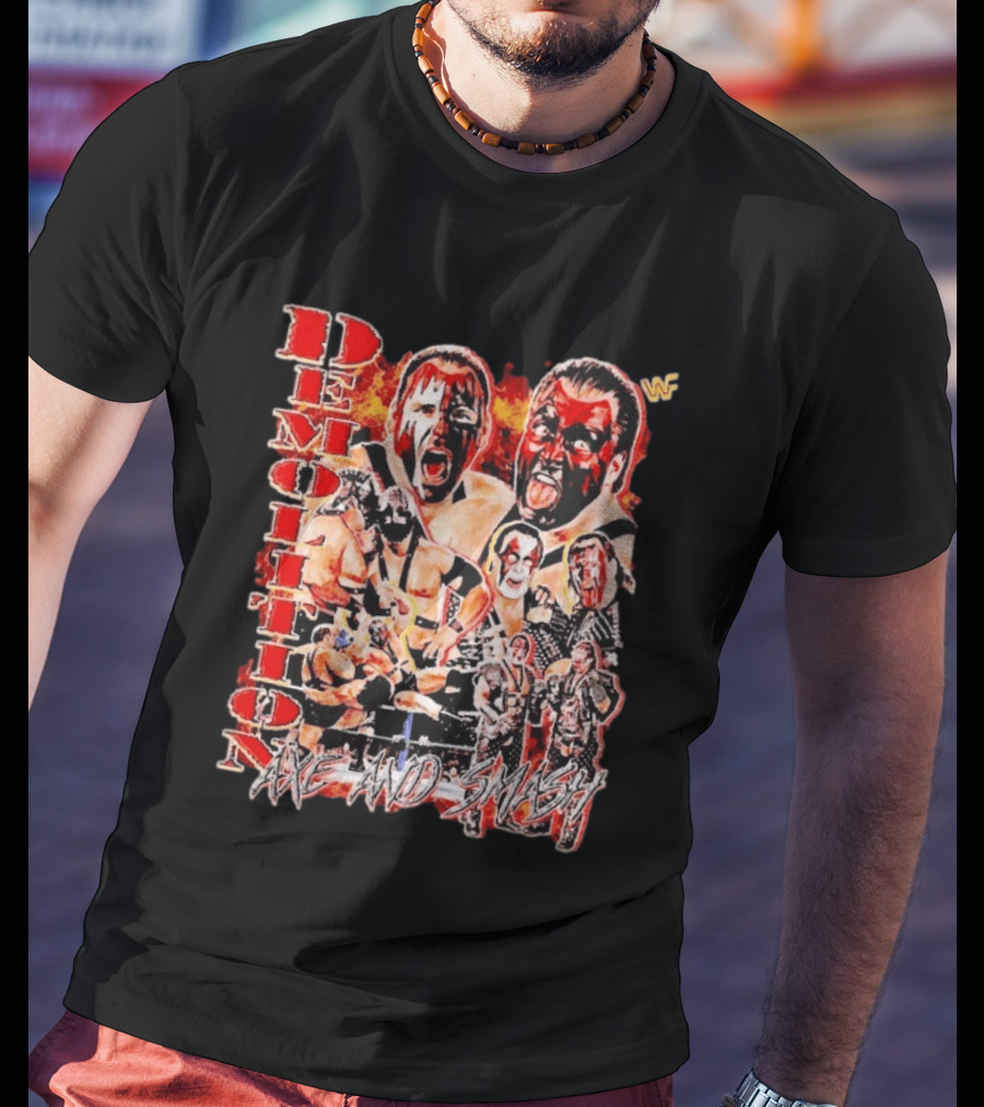 Demolition WWF Axe And Smash Wrestling Collage T-Shirt