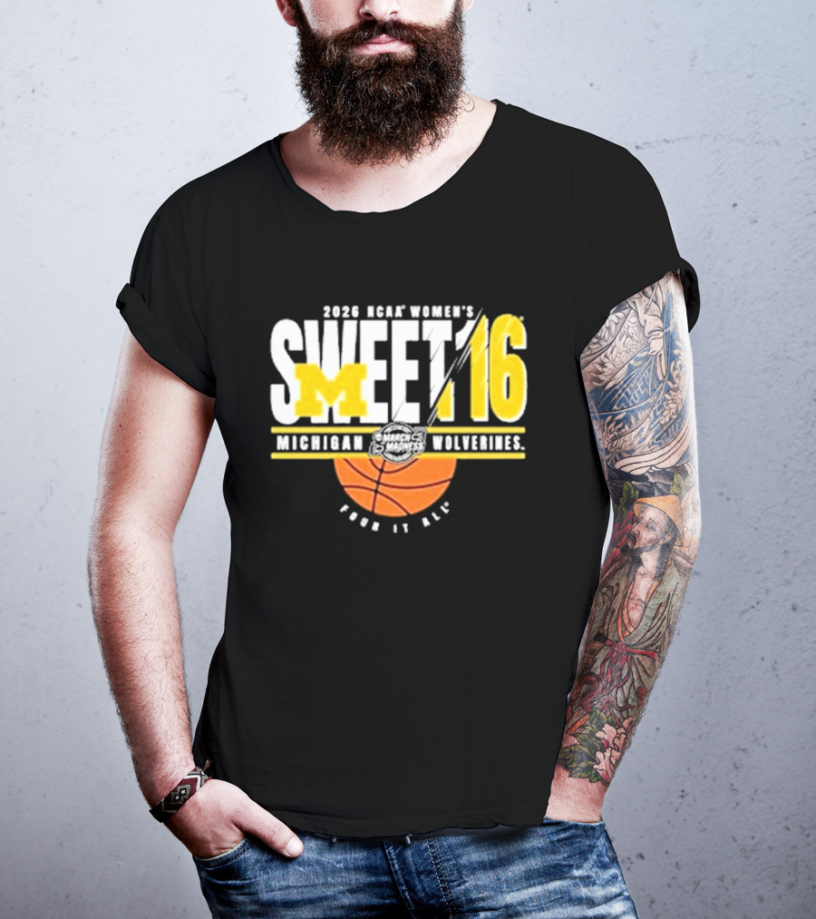 2026 NCAA Women's Sweet 16 Michigan Wolverines Basketball Go Blue T-Shirt