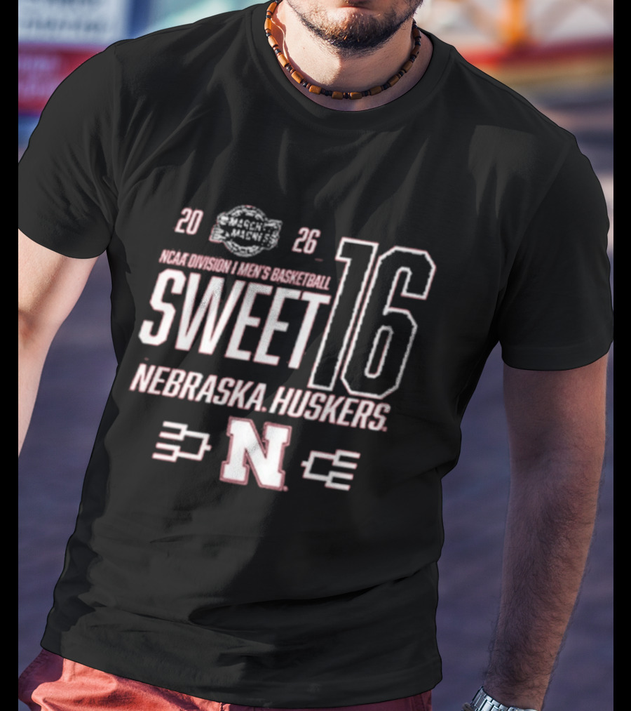 Nebraska Cornhuskers 2026 NCAA Division I Men's Basketball Sweet 16 Tournament Bracket T-Shirt
