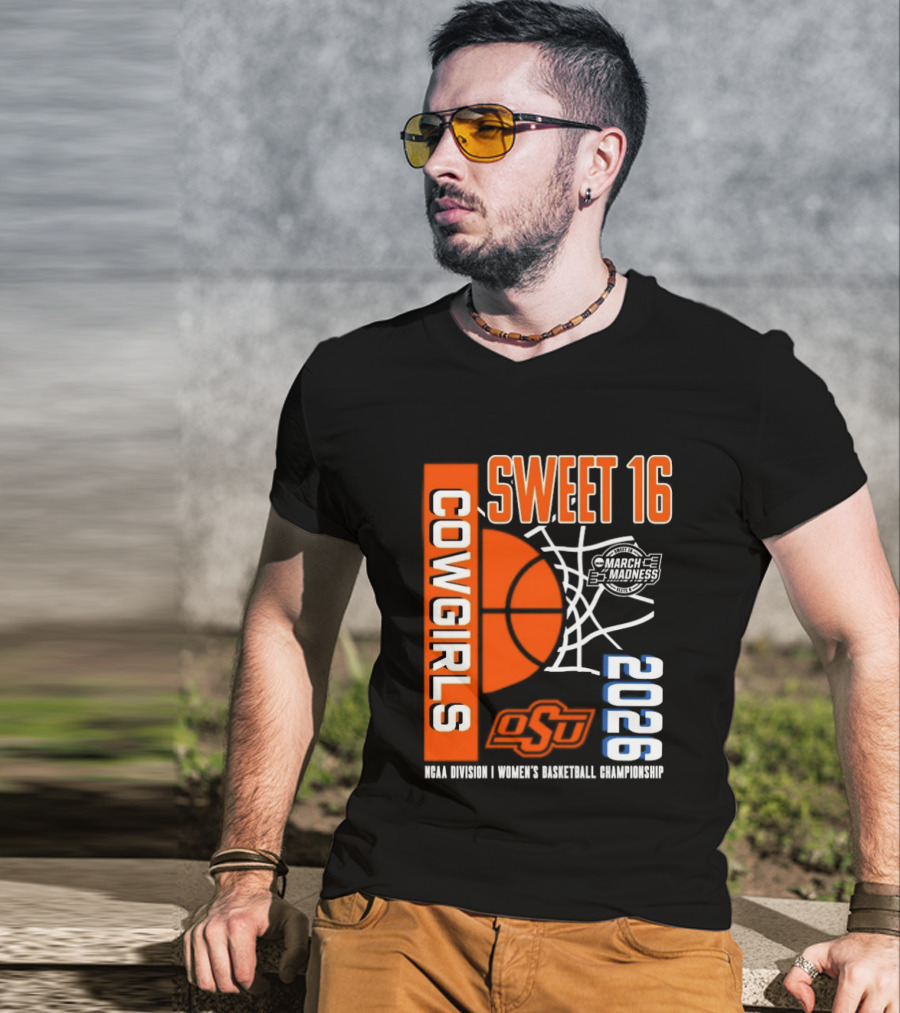 Oklahoma State Cowgirls Sweet 16 2026 NCAA Division I Women's Basketball March Madness Championship T-Shirt