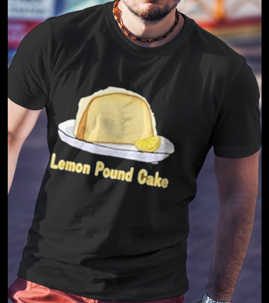 Lemon Pound Cake Slice On Plate With Lemon Wedge T-Shirt