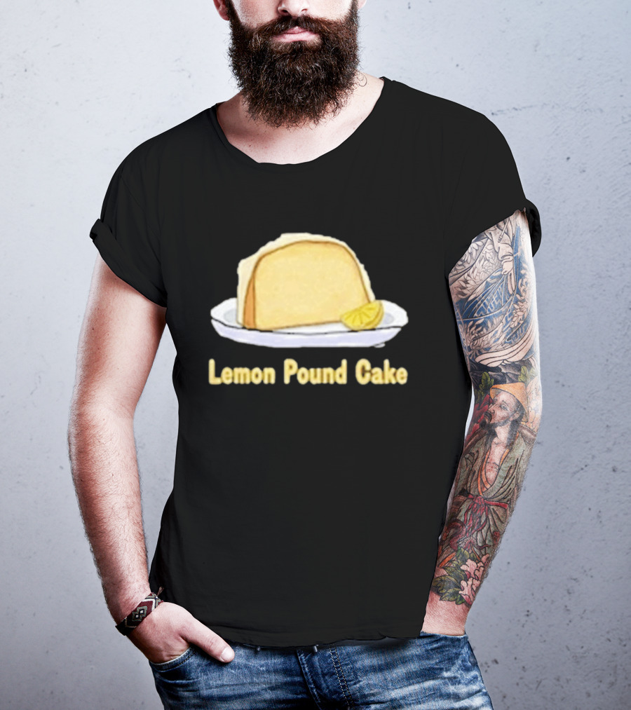 Lemon Pound Cake Slice On Plate With Lemon Wedge T-Shirt