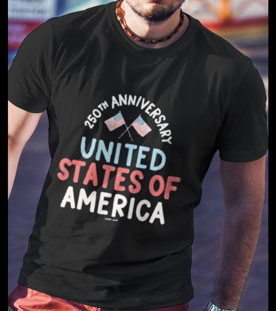United States Of America 250th Anniversary Flags Celebration T-Shirt