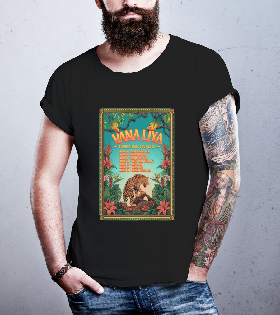 Vana Liya Summer Soul Tour 2026 Costa Mesa Phoenix San Diego Salt Lake City Boise Reno Santa Cruz T-Shirt