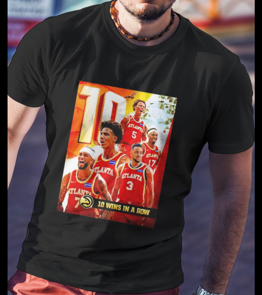 Atlanta Hawks NBA 10 Wins In A Row Players Celebration T-Shirt