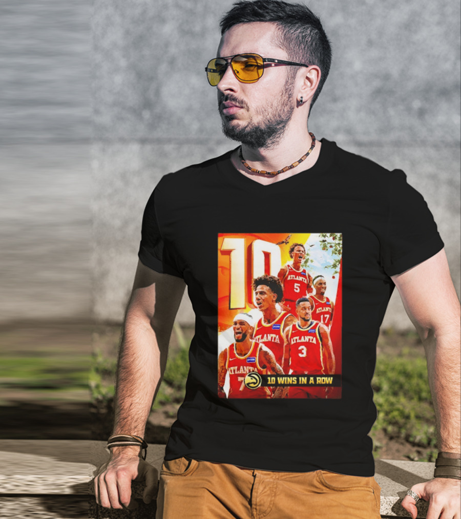 Atlanta Hawks NBA 10 Wins In A Row Players Celebration T-Shirt