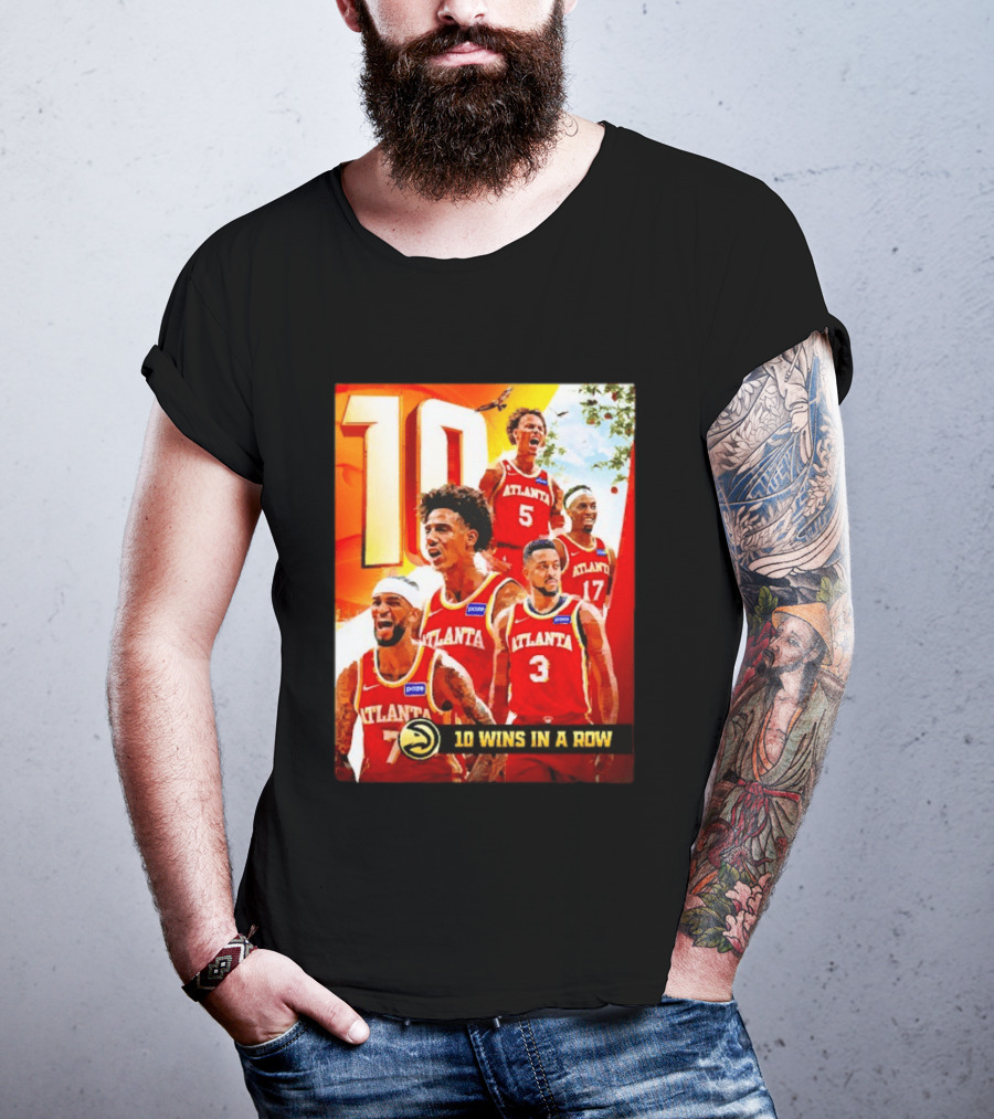 Atlanta Hawks NBA 10 Wins In A Row Players Celebration T-Shirt