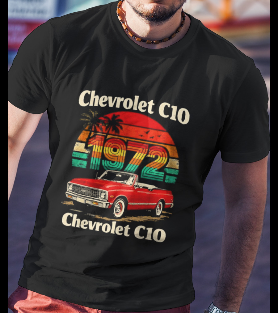 Chevrolet C10 1972 Vintage Sunset Red Pickup T-Shirt
