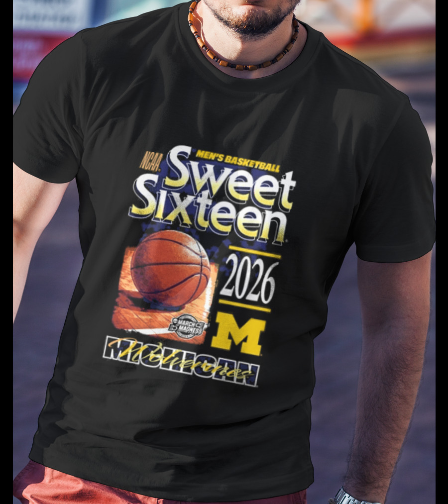 Michigan Wolverines Sweet Sixteen 2026 Basketball NCAA Bound T-Shirt