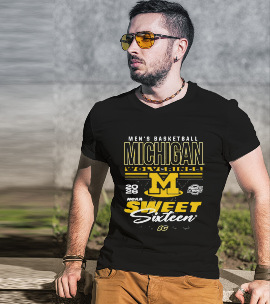 Michigan Wolverines Basketball 2026 NCAA Sweet Sixteen Bound March Madness T-Shirt