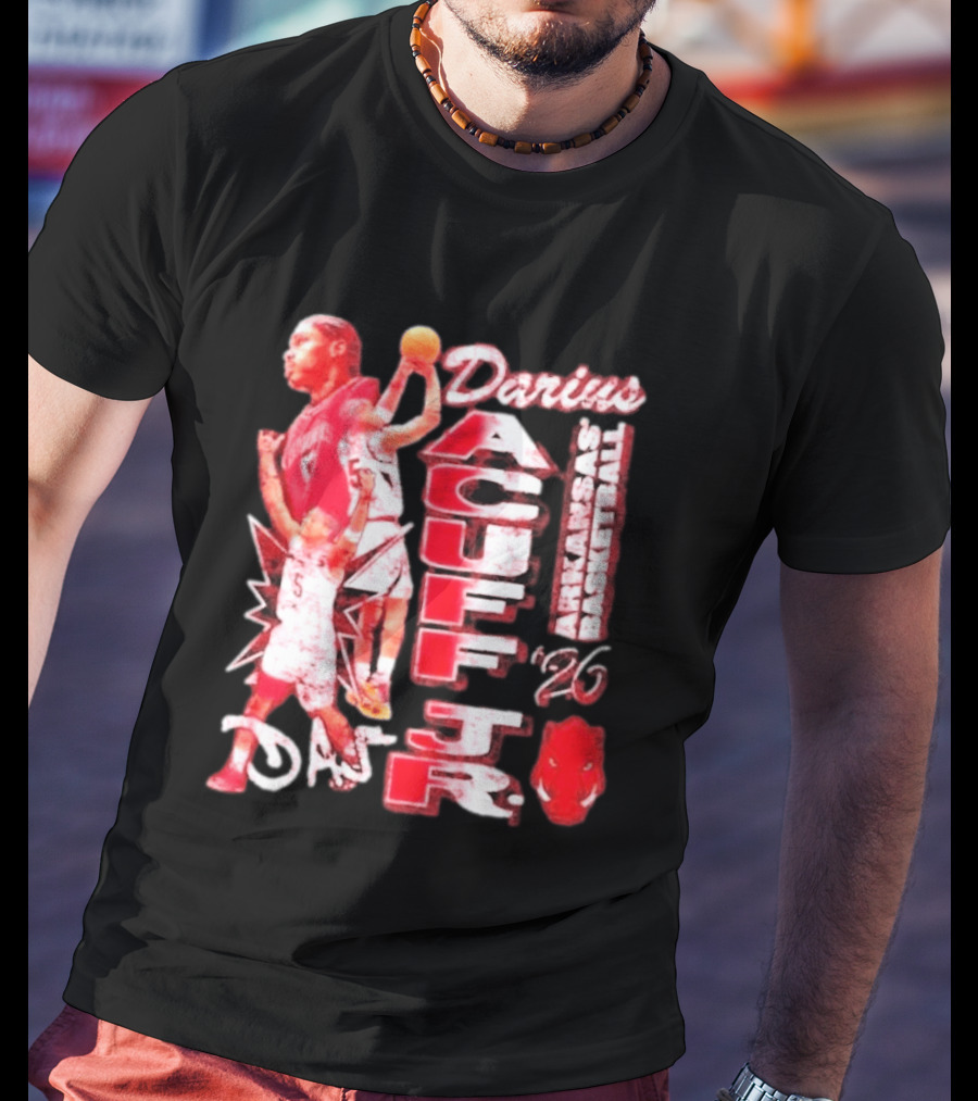 Darius Acuff Jr Arkansas Basketball Razorbacks '26 Crimson T-Shirt