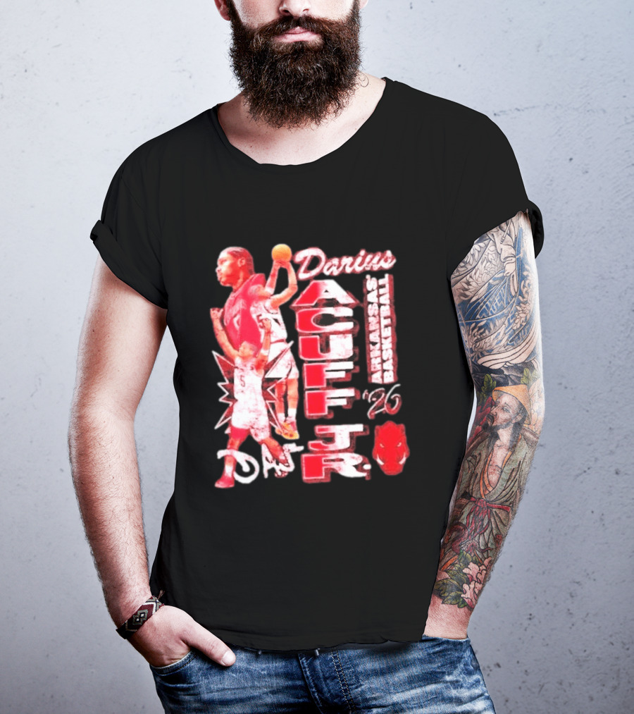 Darius Acuff Jr Arkansas Basketball Razorbacks '26 Crimson T-Shirt