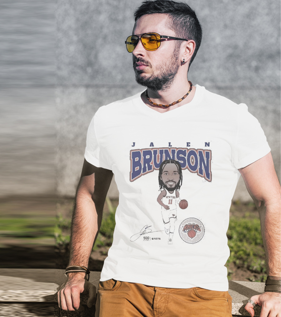 Jalen Brunson New York Knicks Basketball Hardwood Comic T-Shirt