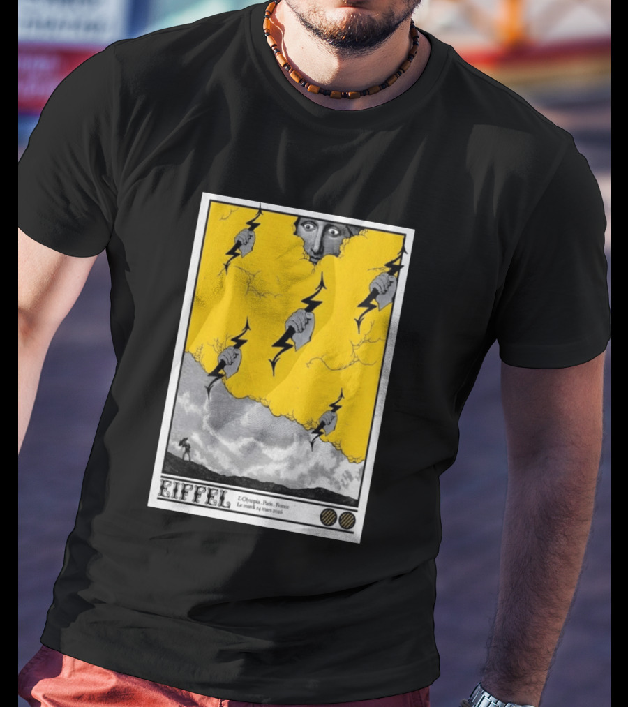 Eiffel L'Olympia Paris France Mar 24 2026 Lightning Cloud T-Shirt