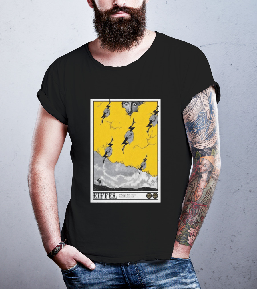 Eiffel L'Olympia Paris France Mar 24 2026 Lightning Cloud T-Shirt