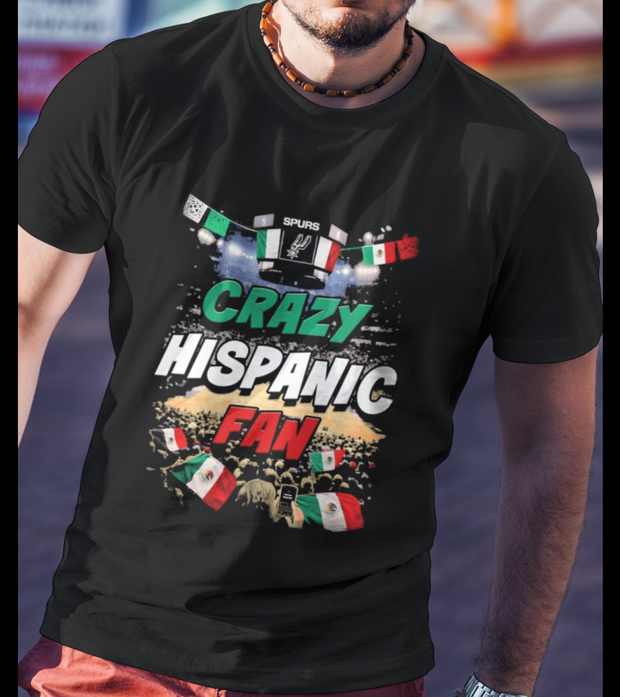 Splurs Crazy Hispanic Fan Mexican Flag Fists Flags T-Shirt