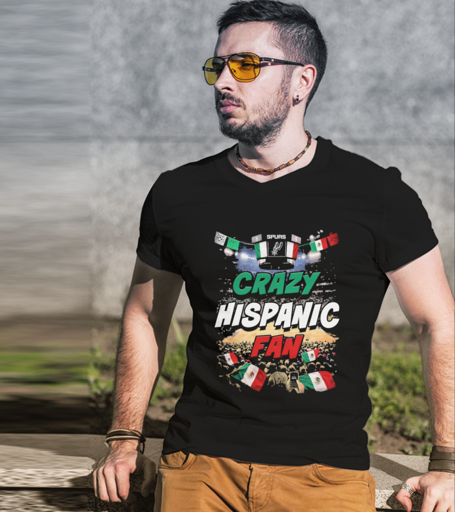 Splurs Crazy Hispanic Fan Mexican Flag Fists Flags T-Shirt