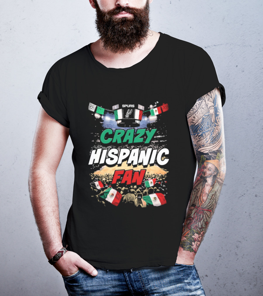 Splurs Crazy Hispanic Fan Mexican Flag Fists Flags T-Shirt