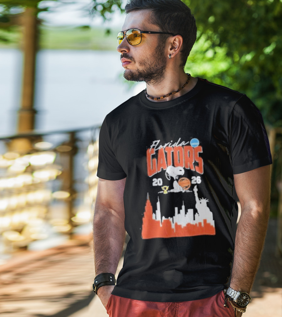 Florida Gators Snoopy Basketball 2026 NYC Skyline T-Shirt