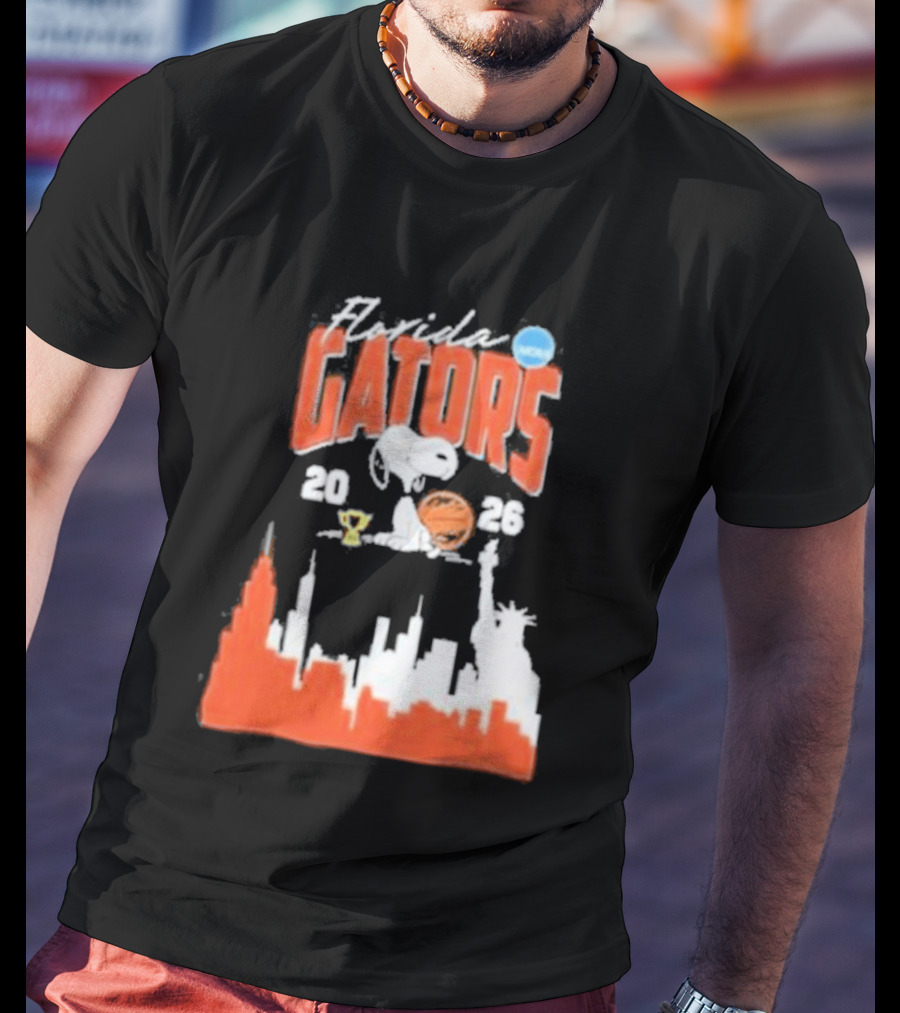Florida Gators Snoopy Basketball 2026 NYC Skyline T-Shirt