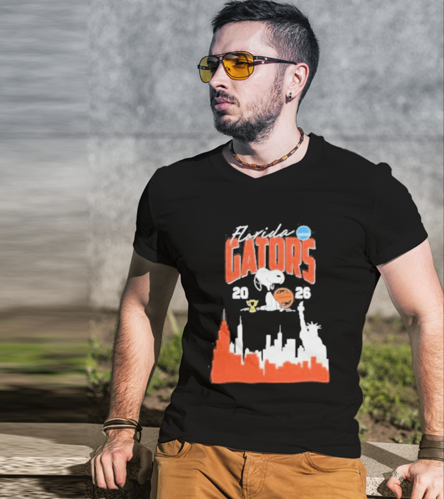 Florida Gators Snoopy Basketball 2026 NYC Skyline T-Shirt