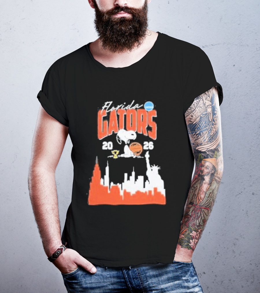 Florida Gators Snoopy Basketball 2026 NYC Skyline T-Shirt