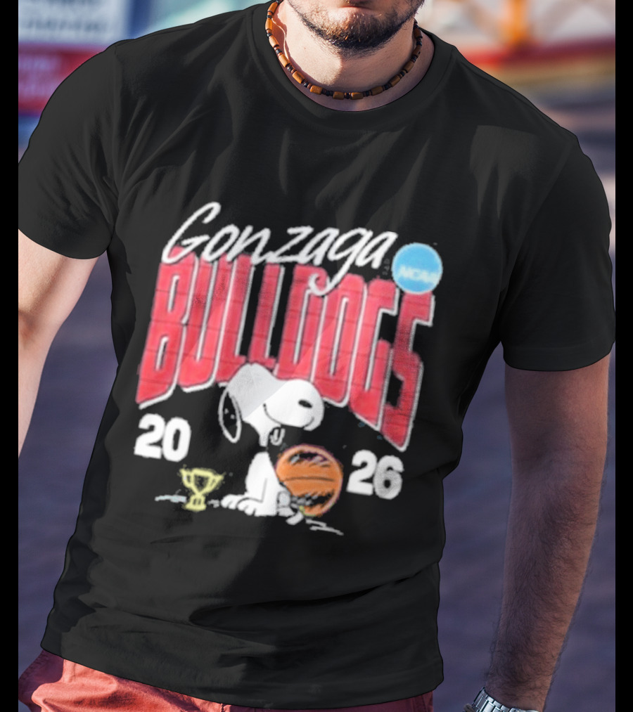 Gonzaga Bulldogs Snoopy NCAA Tournament 2026 Basketball Trophy T-Shirt