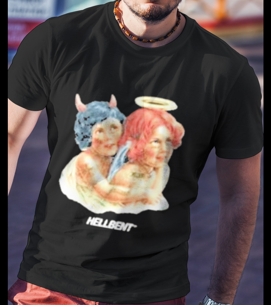 Hellbentrecs Saints Sinners Cherubs With Halo And Horns T-Shirt