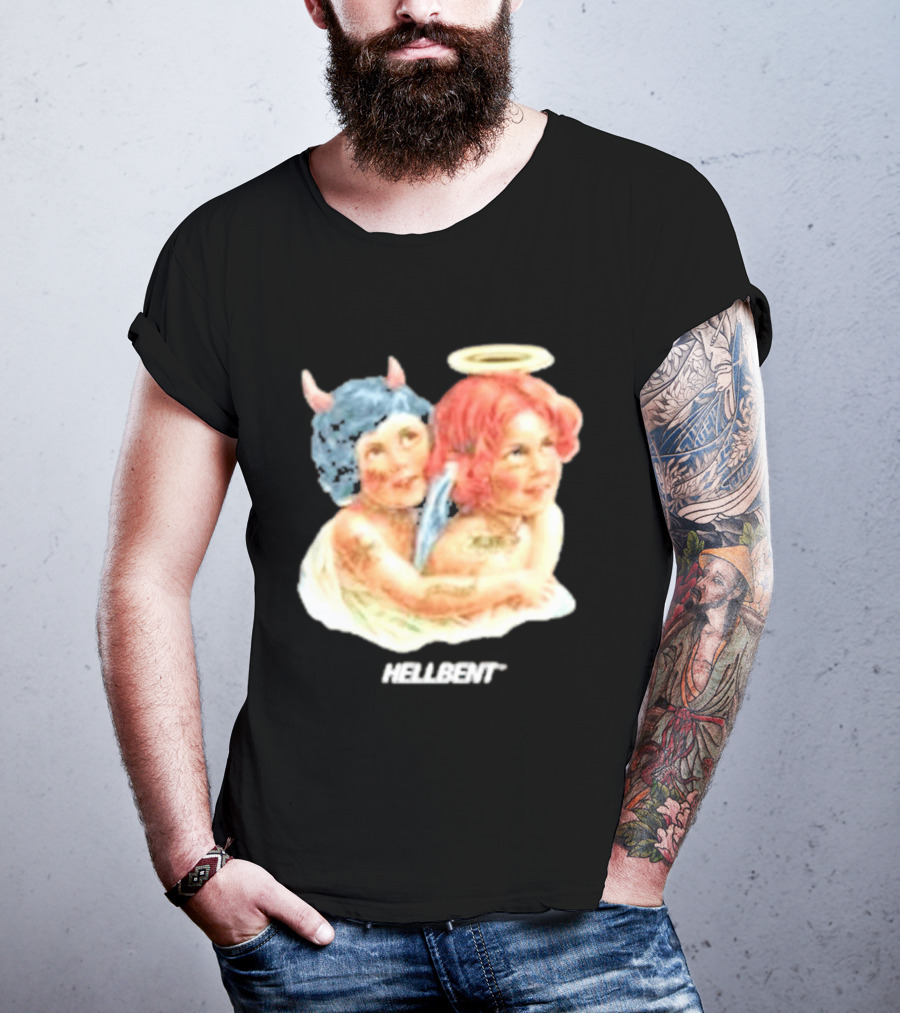 Hellbentrecs Saints Sinners Cherubs With Halo And Horns T-Shirt