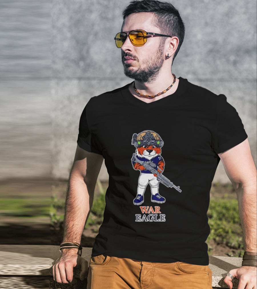 Auburn Tigers Aubie War Eagle Military Helmet Night Vision T-Shirt