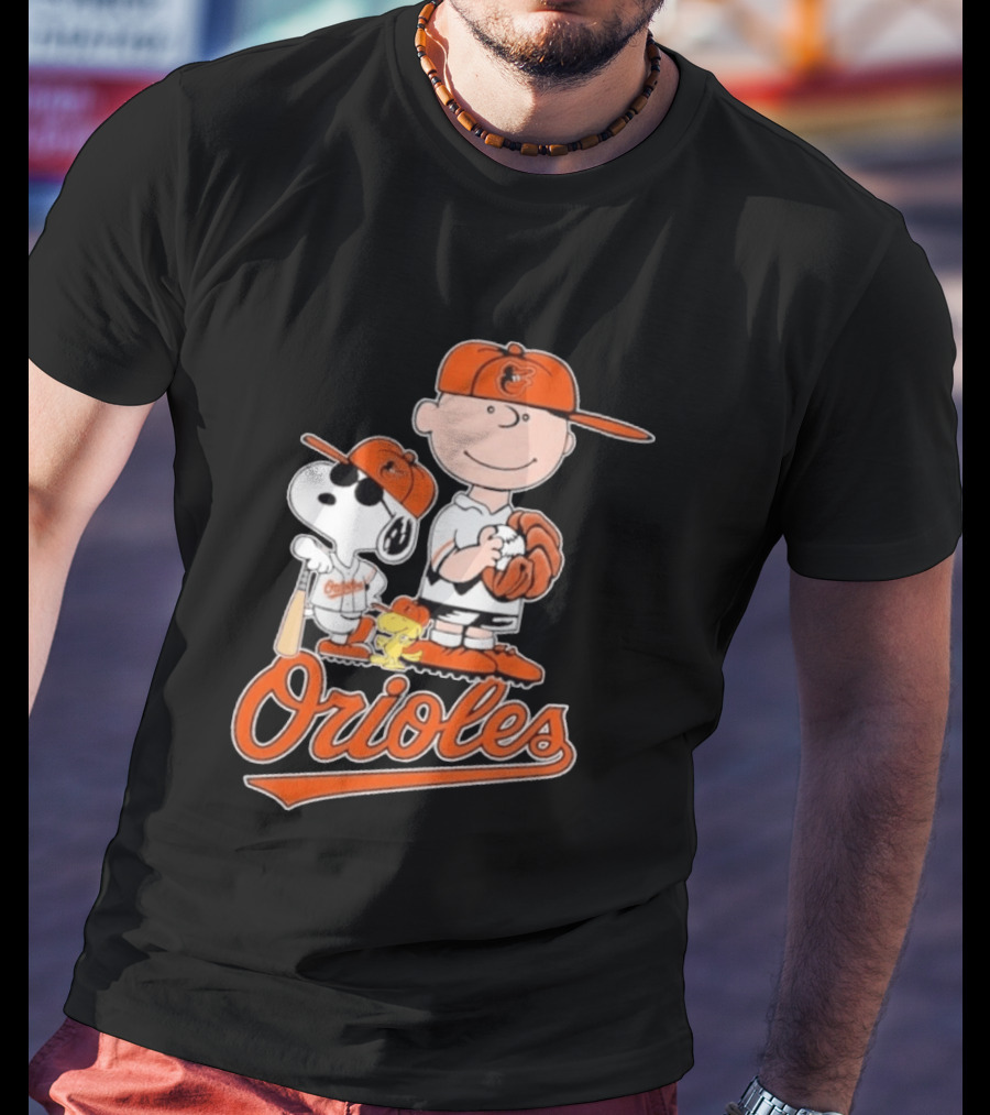 2026 Snoopy Charlie Brown Peanuts Baseball Orioles T-Shirt