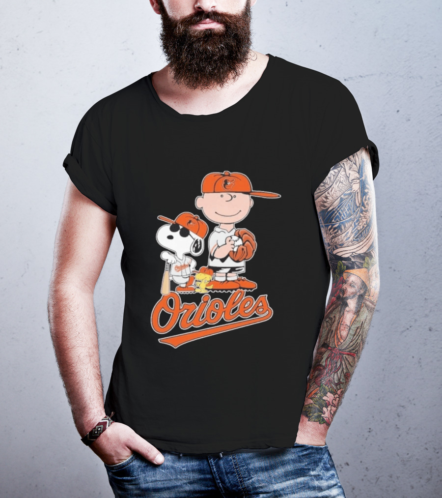 2026 Snoopy Charlie Brown Peanuts Baseball Orioles T-Shirt