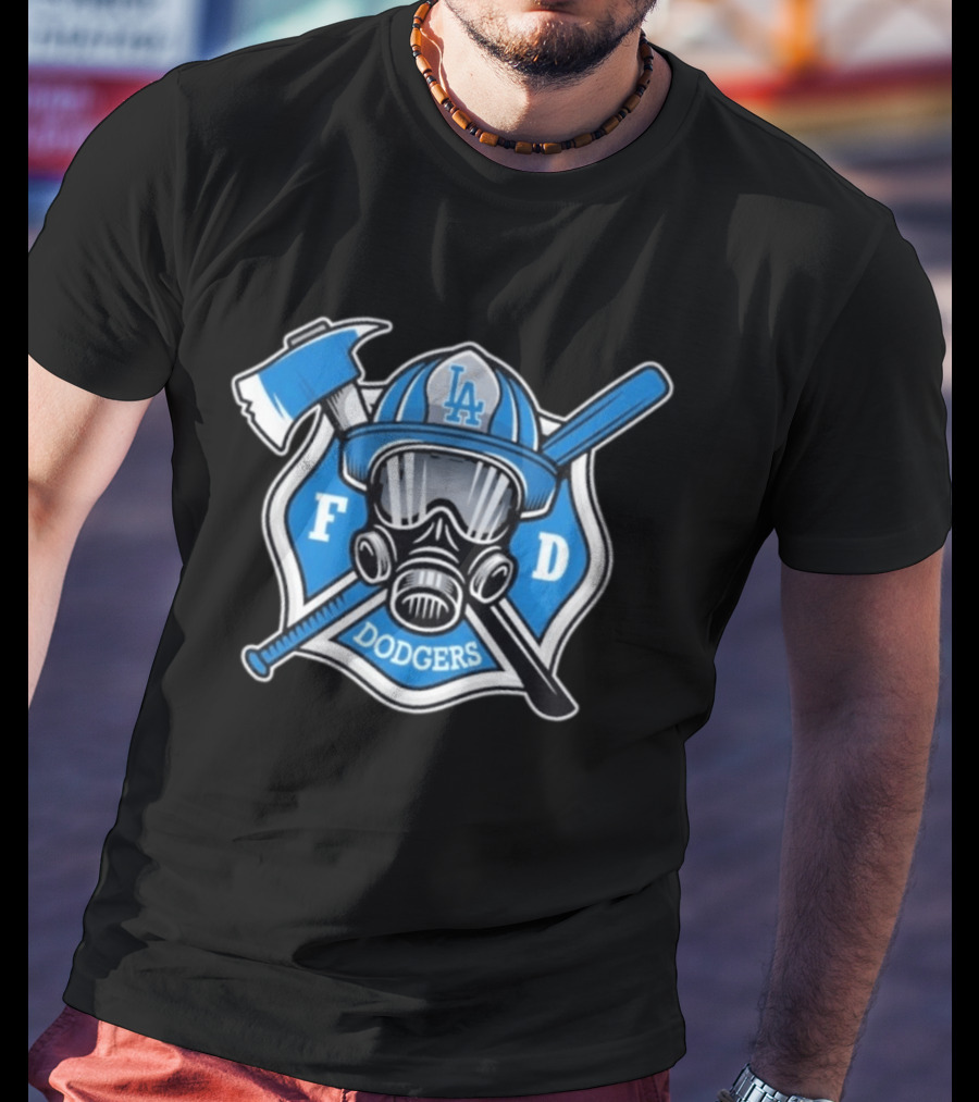 LA Dodgers Firefighter Tribute Axe And Mask T-Shirt