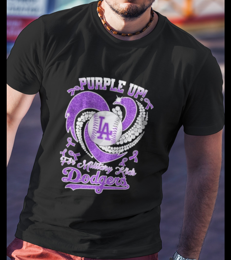 Purple Up Heart LA For Military Kids Dodgers T-Shirt