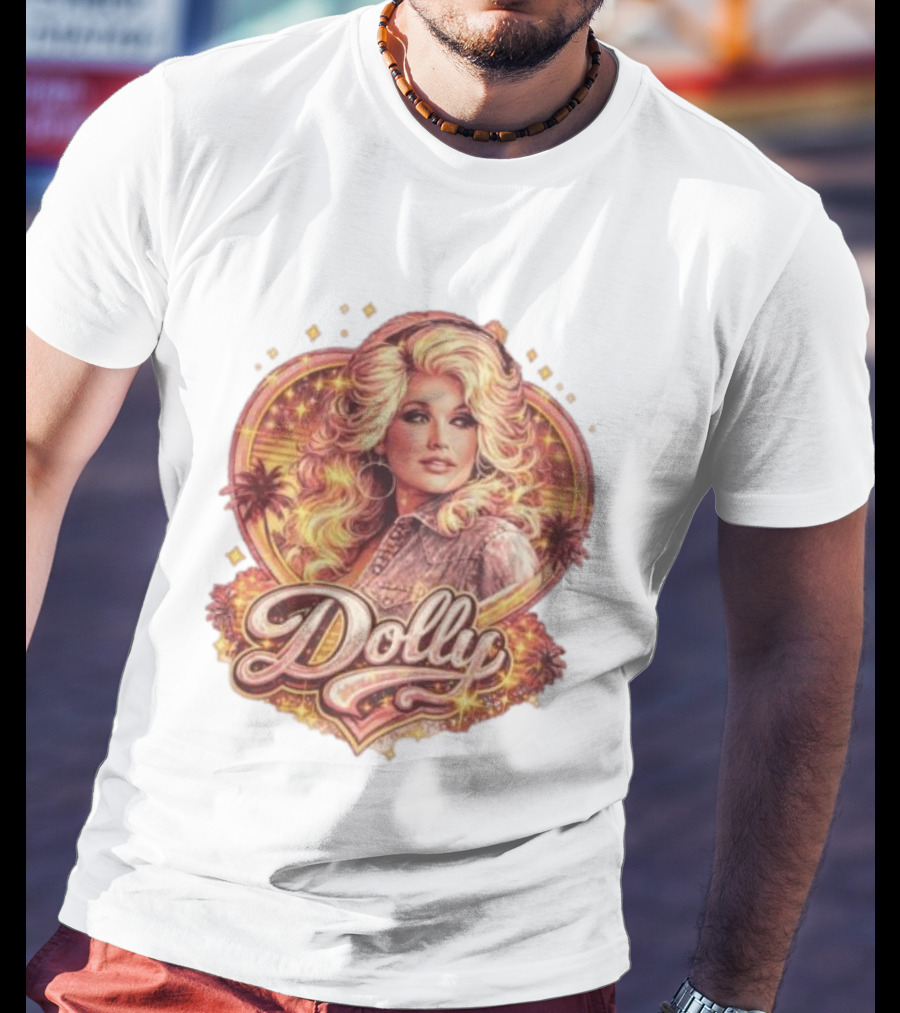 Dolly Parton Retro Vintage Style With Heart And Palm Trees T-Shirt