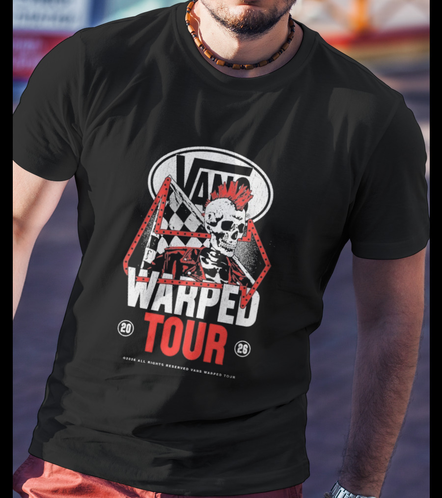 Vans Warped Tour Outlaw Checkered Skull Punk 2023 T-Shirt