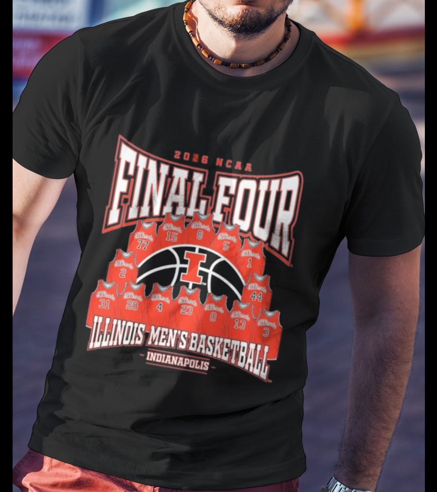 2026 NCAA Final Four Illinois Men's Basketball Indianapolis Roster T-Shirt