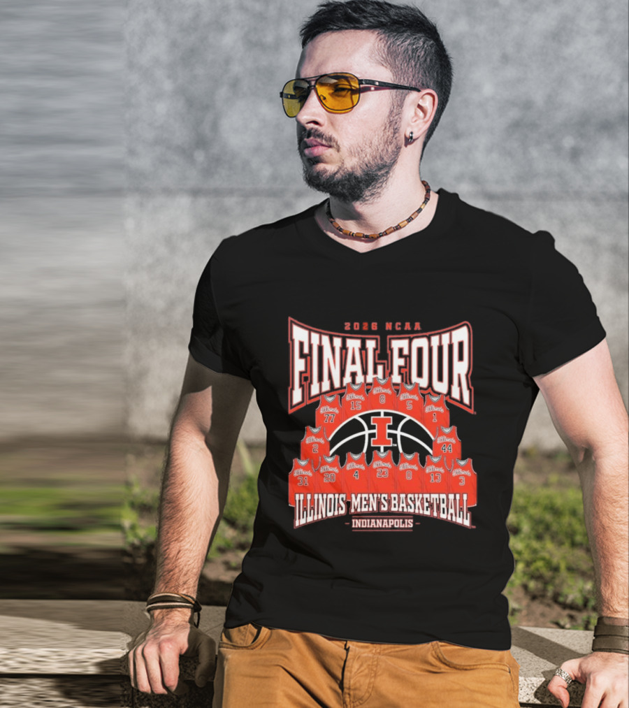 2026 NCAA Final Four Illinois Men's Basketball Indianapolis Roster T-Shirt
