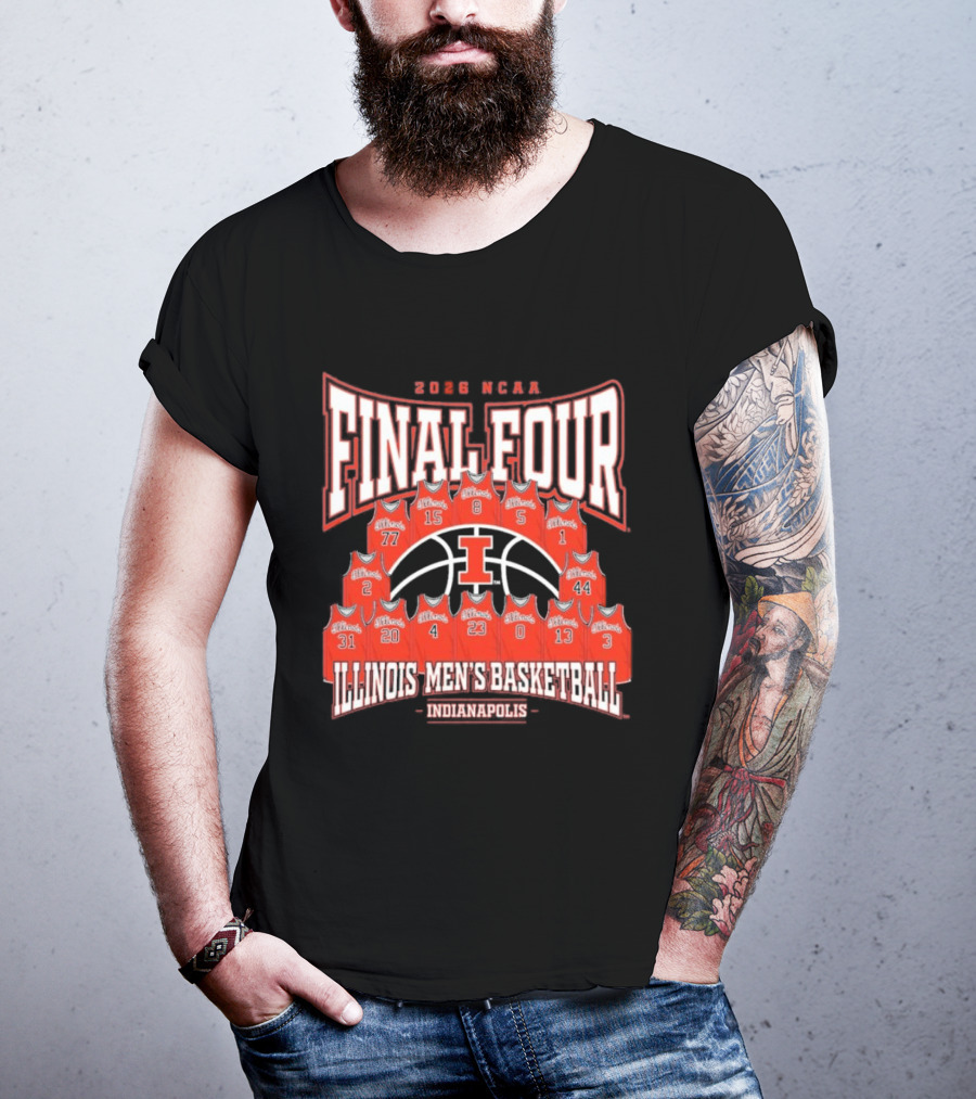 2026 NCAA Final Four Illinois Men's Basketball Indianapolis Roster T-Shirt