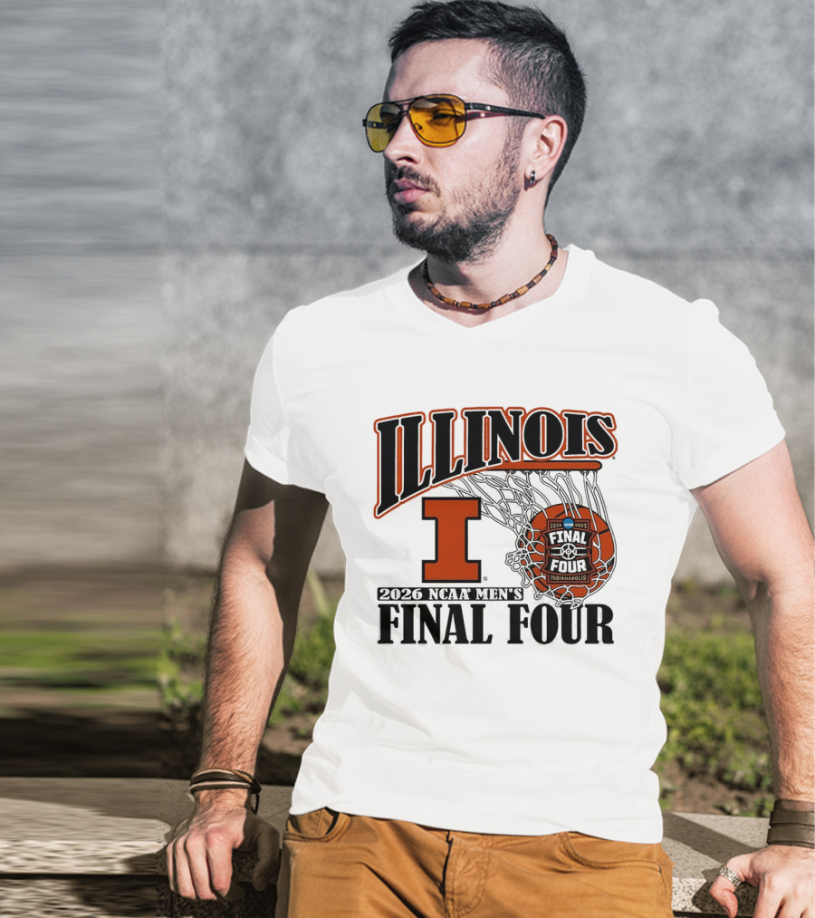 Illinois Fighting Illini Basketball NCAA Men's Final Four 2026 Indianapolis T-Shirt