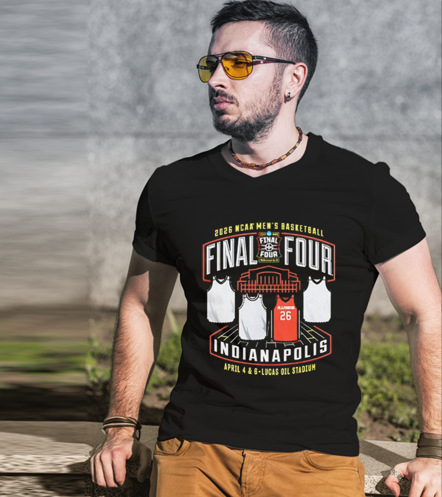 Illinois Fighting Illini NCAA Men's Basketball 2026 Final Four Indianapolis April 4 And 6 Lucas Oil Stadium T-Shirt