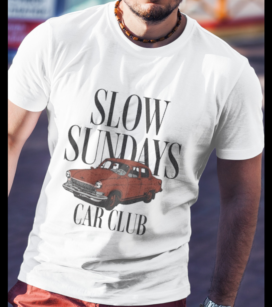 Slow Sundays Car Club Vintage Red Classic Car T-Shirt
