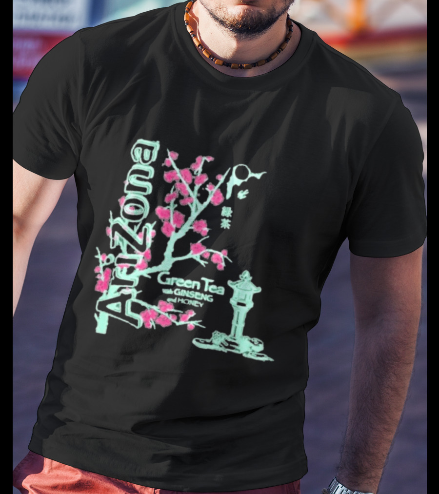 Arizona Beverages Green Tea With Ginseng Cherry Blossom Lantern Scene T-Shirt