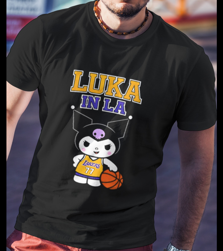 Kuromi Lakers Luka In LA #77 Basketball T-Shirt