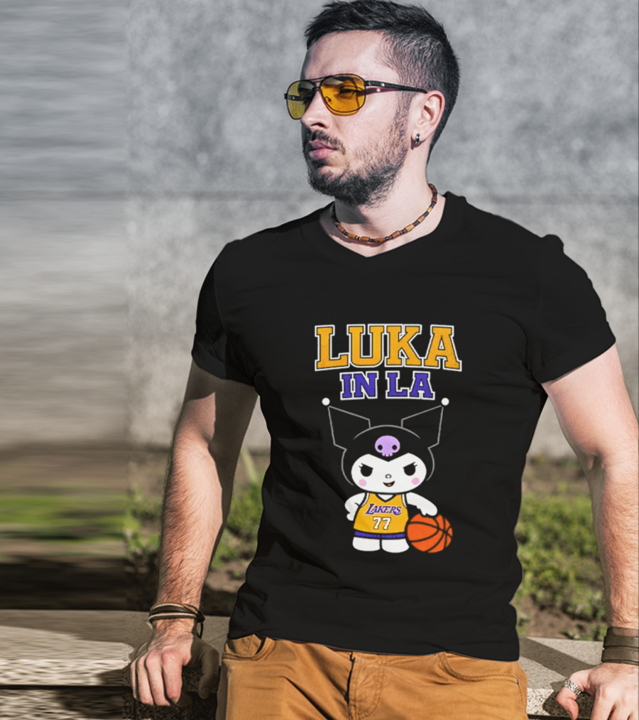 Kuromi Lakers Luka In LA #77 Basketball T-Shirt