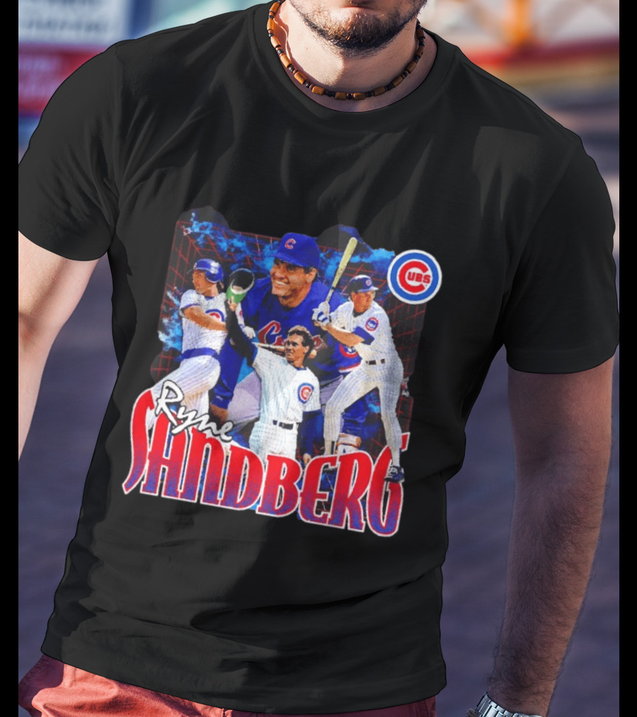Ryne Sandberg Chicago Cubs MLB Player Collage T-Shirt