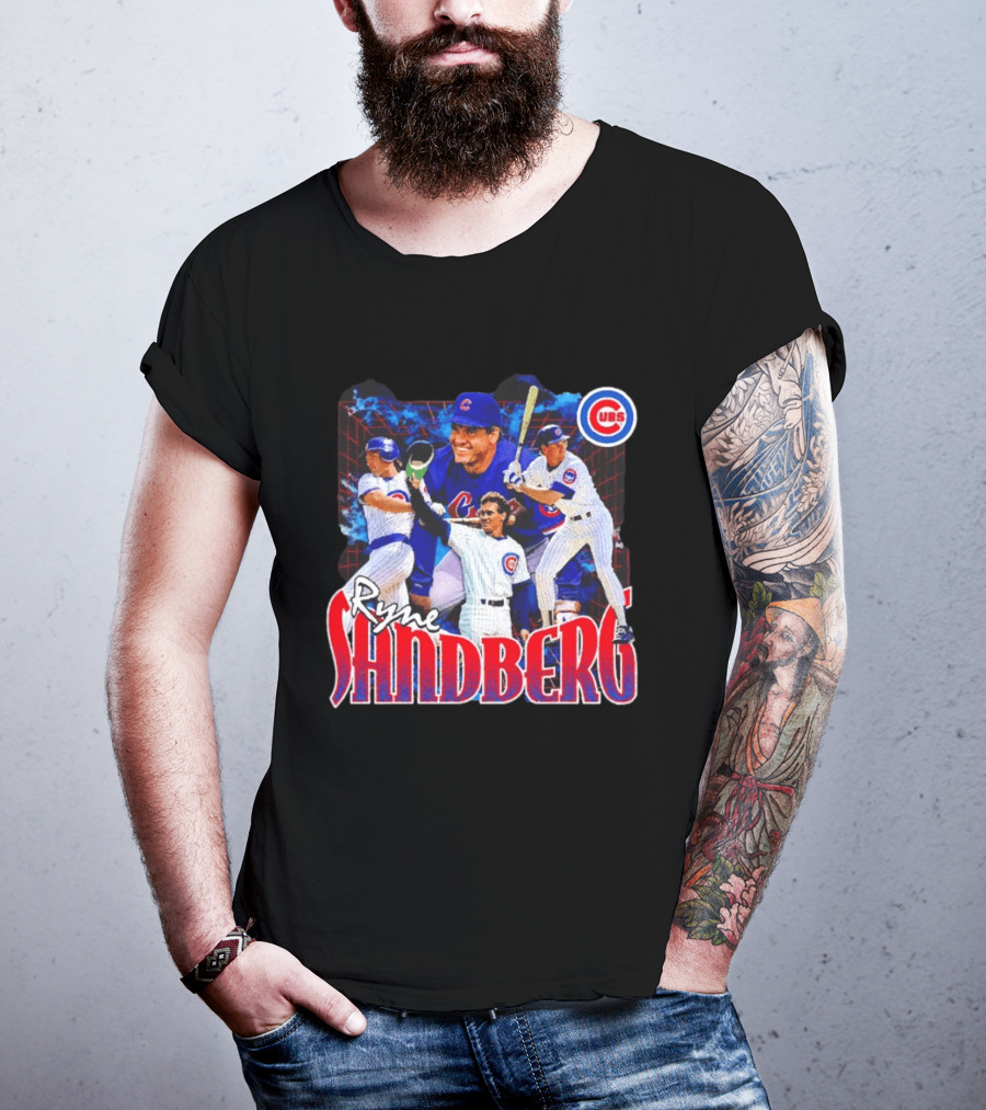Ryne Sandberg Chicago Cubs MLB Player Collage T-Shirt