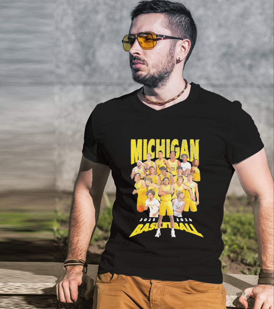 Michigan Wolverines 2025 2026 Basketball Team Members T-Shirt