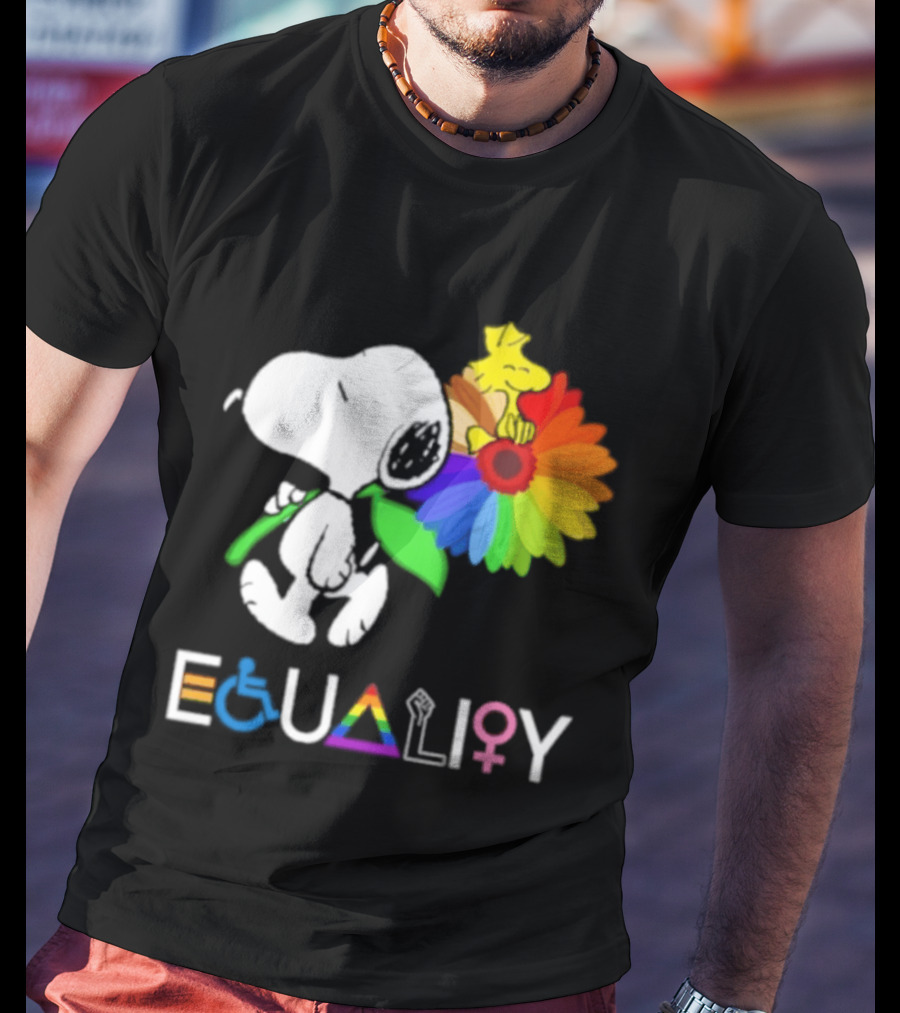 Snoopy Flower Equality Rainbow LGBTQ+ Inclusivity T-Shirt