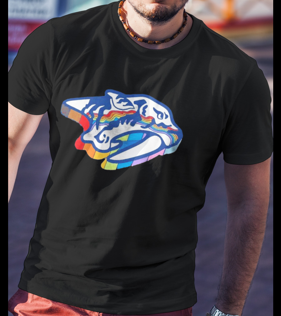 Nashville Predators Rainbow Pride Hockey Team LGBTQIA+ Support T-Shirt